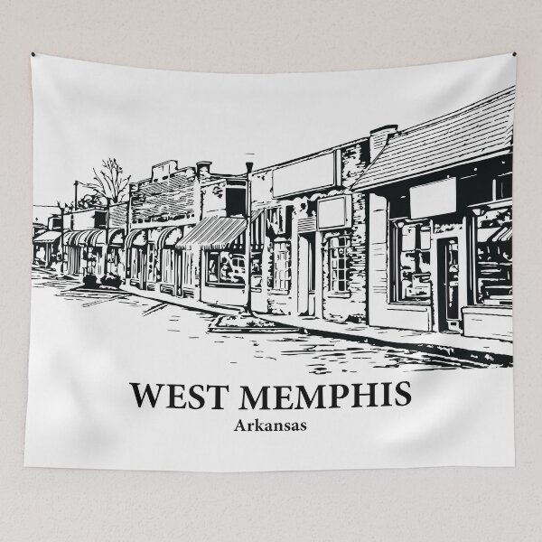 Item preview, West Memphis AR - Ink Cityscape Illustration designed and sold by Lakeric Cityscapes.