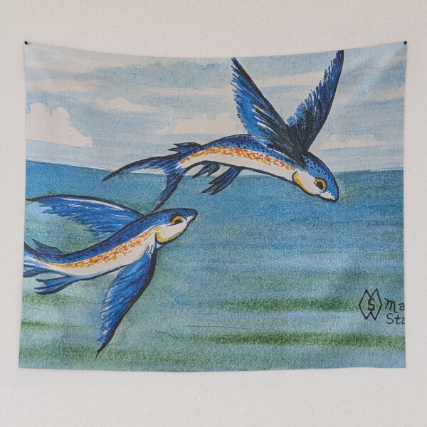 Item preview, Flying fish gliding over the sea designed and sold by Matt Starr Fine Art .