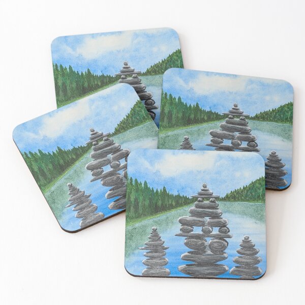Item preview, Rock cairns at the lake  designed and sold by Matt Starr Fine Art .