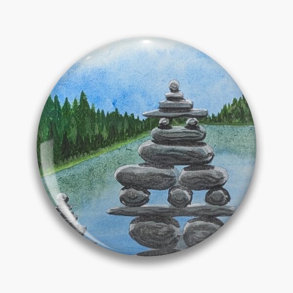 Item preview, Rock cairns at the lake  designed and sold by Matt Starr Fine Art .