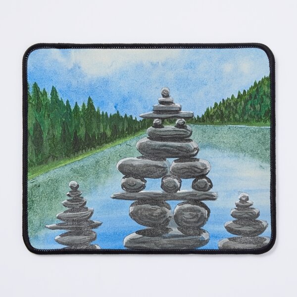 Item preview, Rock cairns at the lake  designed and sold by Matt Starr Fine Art .
