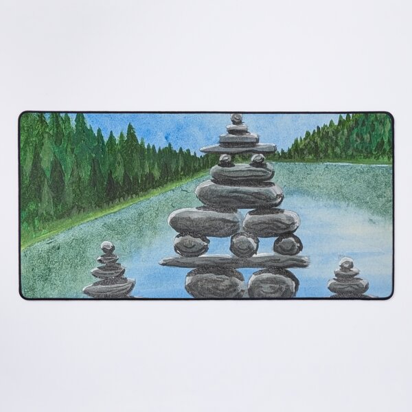 Item preview, Rock cairns at the lake  designed and sold by Matt Starr Fine Art .
