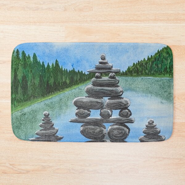 Item preview, Rock cairns at the lake  designed and sold by Matt Starr Fine Art .