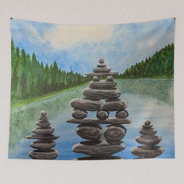 Item preview, Visitors at the rock cairns  designed and sold by Matt Starr Fine Art .