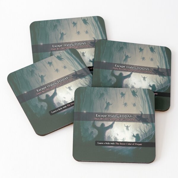 Item preview, Escape Reality Today – Dark Surreal Satire designed and sold by The Secret Cabal of Despair.