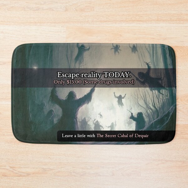 Item preview, Escape Reality Today – Dark Surreal Satire designed and sold by The Secret Cabal of Despair.
