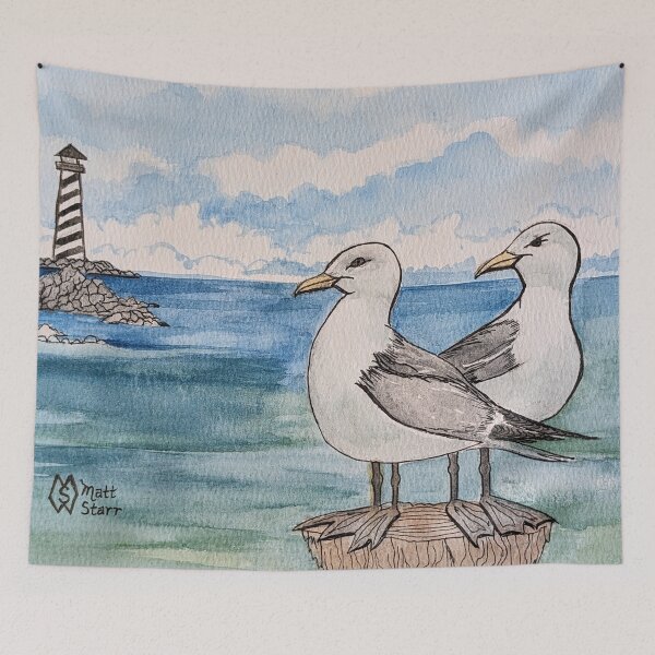 Item preview, Seagulls spotting the lighthouse  designed and sold by Matt Starr Fine Art .