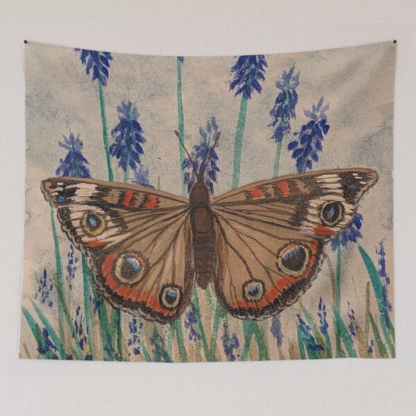 Item preview, Buckeye butterfly in the grape hyacinth flowers  designed and sold by Matt Starr Fine Art .