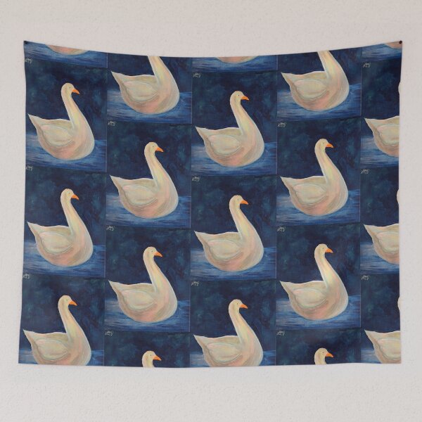 Item preview, Swimming White Duck Hand Painted designed and sold by HouseplantsAndScamps.