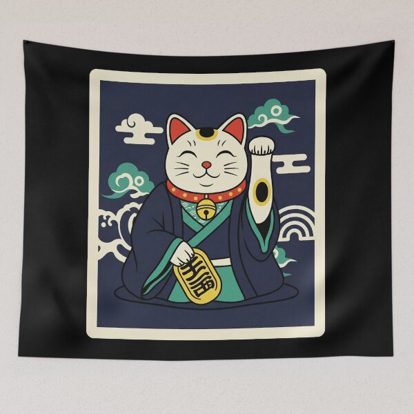 Item preview, Maneki Neko Navy Lucky Cat Japanese Art designed and sold by JordynLadukeg65.