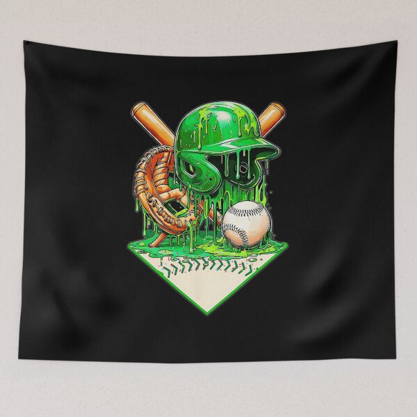 Item preview, Green Baseball Skull Drip  designed and sold by miaa-artistshop.
