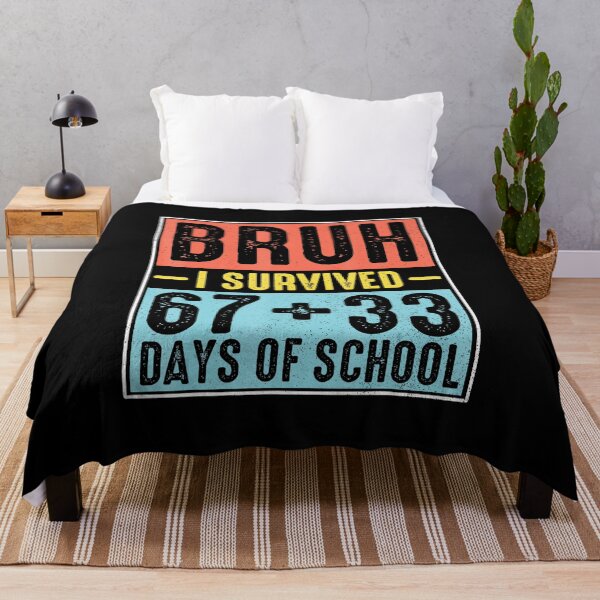 Item preview, BRUH I SURVIVED 67+33 Days of School 100 Days Bold Meme designed and sold by gladysenglish.