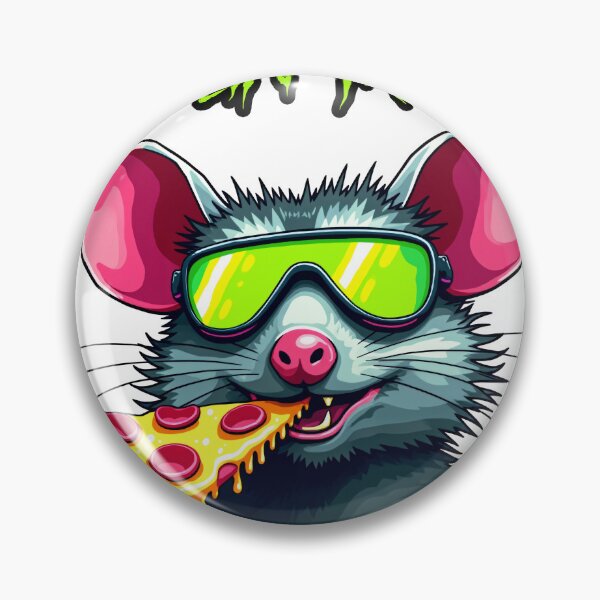 Item preview, Goblin Mode Neon Rat Eating Pizza - Cyberpunk designed and sold by The Grumpy Pet Club.