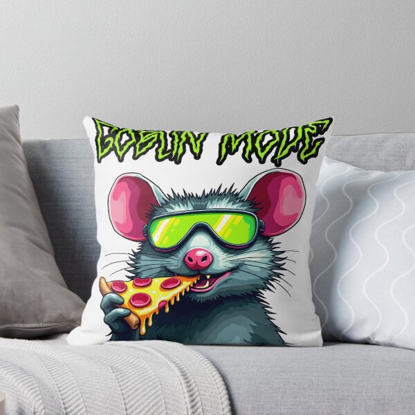 Item preview, Goblin Mode Neon Rat Eating Pizza - Cyberpunk designed and sold by The Grumpy Pet Club.