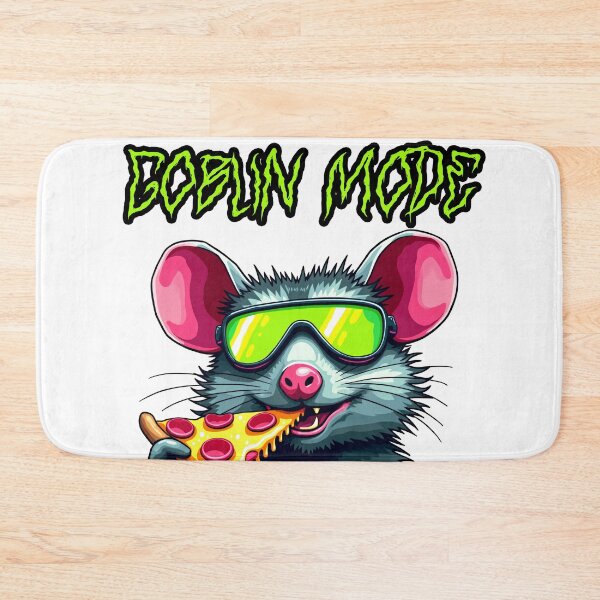 Item preview, Goblin Mode Neon Rat Eating Pizza - Cyberpunk designed and sold by The Grumpy Pet Club.