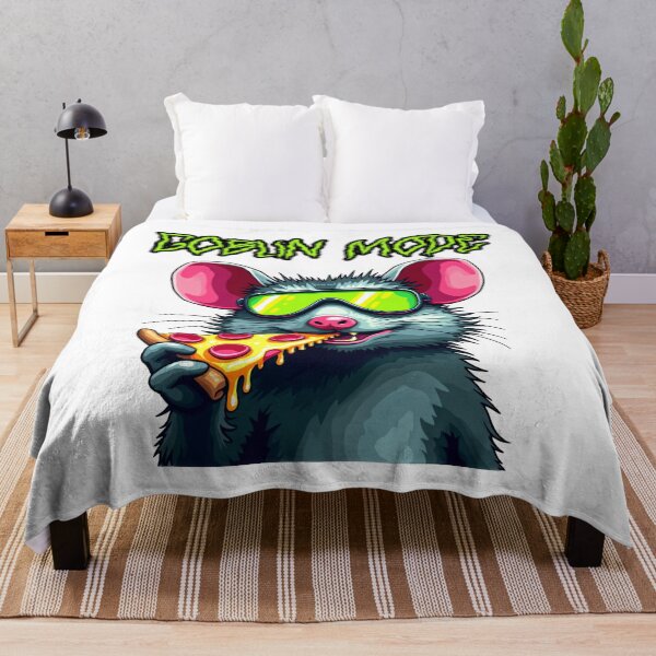 Item preview, Goblin Mode Neon Rat Eating Pizza - Cyberpunk designed and sold by The Grumpy Pet Club.