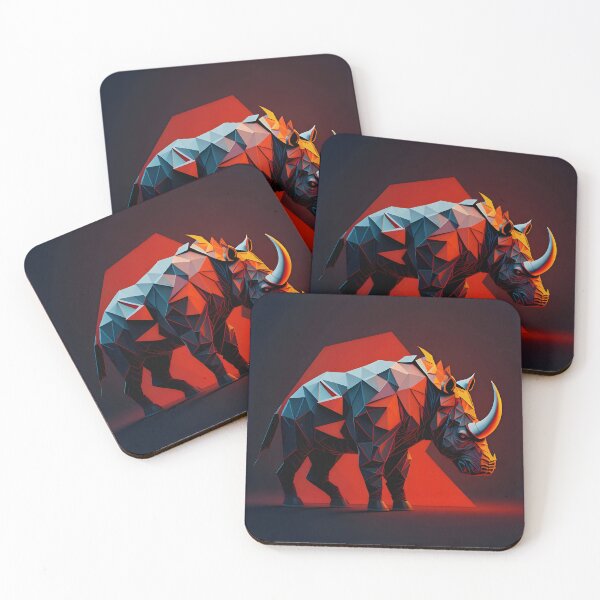 Item preview, Geometric Rhino Art Design Red designed and sold by FocusChillax.