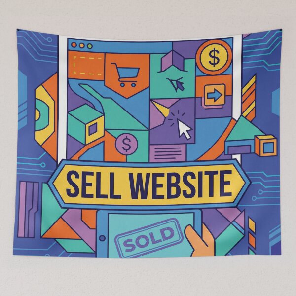 Item preview, Vibrant Blue Sell Website Business Illustration designed and sold by DGtaLrtcom.