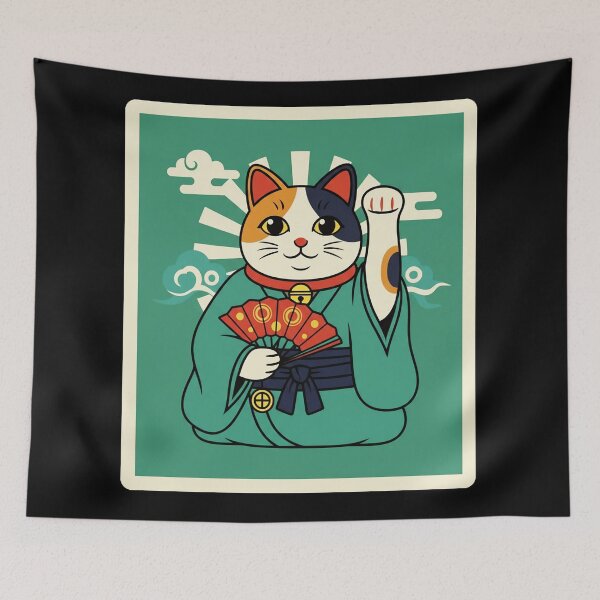 Item preview, Calico Maneki Neko Green Lucky Cat designed and sold by JordynLadukeg65.