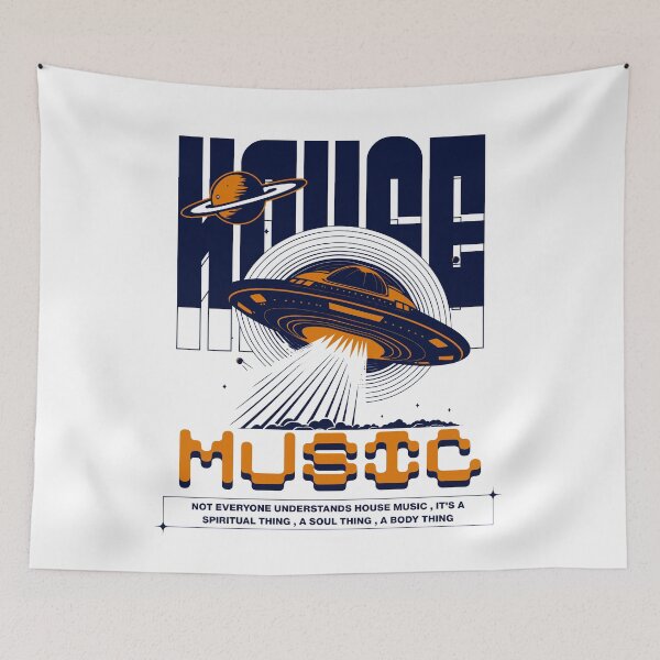 Item preview, HOUSE MUSIC  - UFO House (blue/orange) designed and sold by Discothreadz.