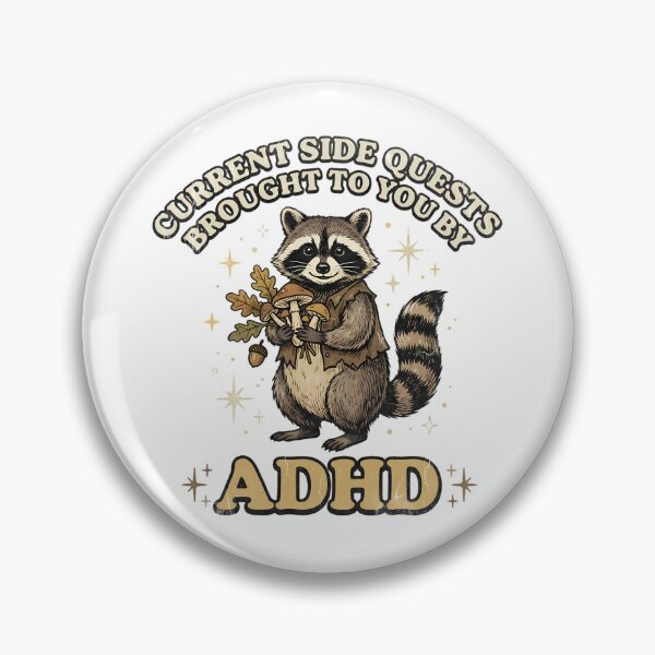 Item preview, ADHD Side Quest Raccoon Vintage Distressed Whimsical Cartoon designed and sold by chattsuede.