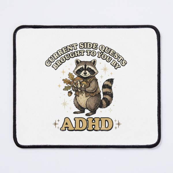 Item preview, ADHD Side Quest Raccoon Vintage Distressed Whimsical Cartoon designed and sold by chattsuede.