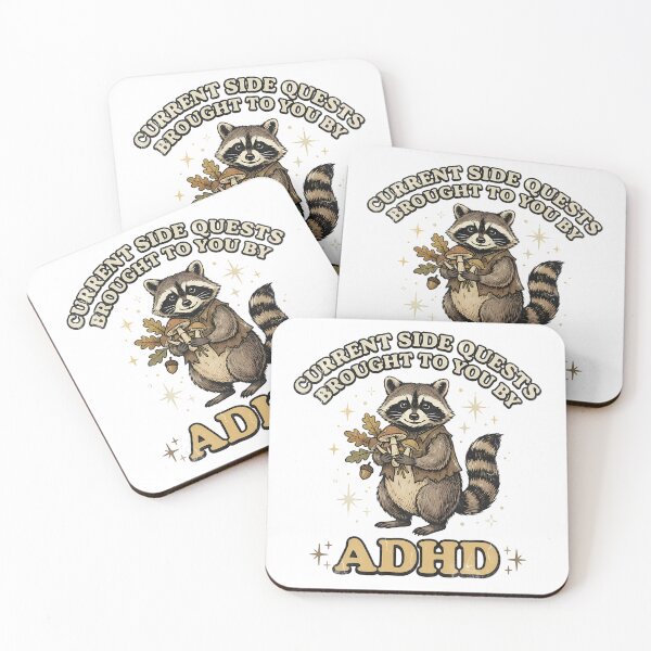 Item preview, ADHD Side Quest Raccoon Vintage Distressed Whimsical Cartoon designed and sold by chattsuede.
