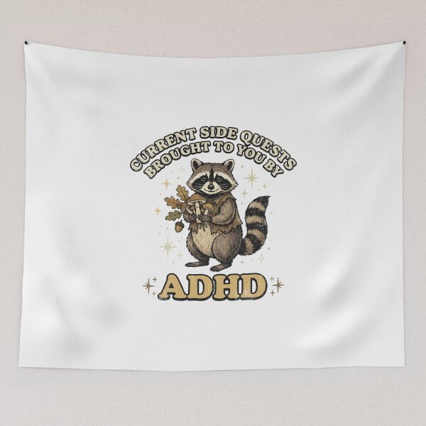 Item preview, ADHD Side Quest Raccoon Vintage Distressed Whimsical Cartoon designed and sold by chattsuede.