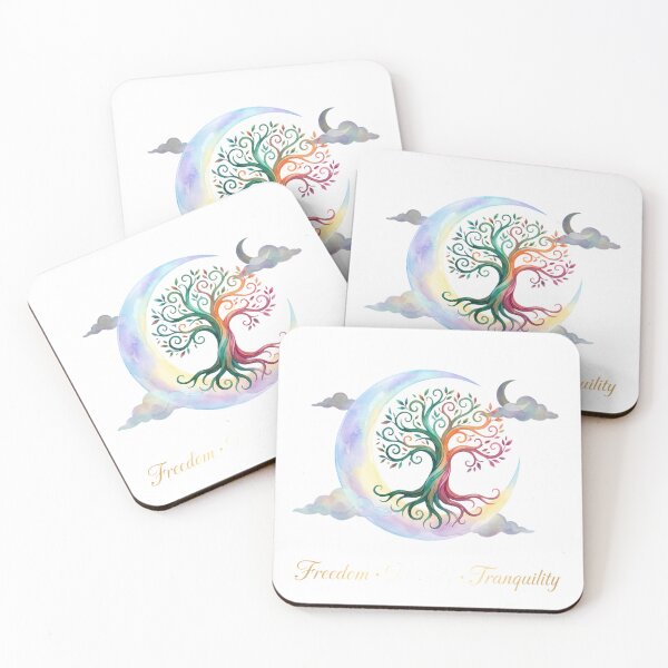 Item preview, Freedom Dignity Tranquility Tree Moon Watercolor Ethereal Celestial designed and sold by chattsuede.