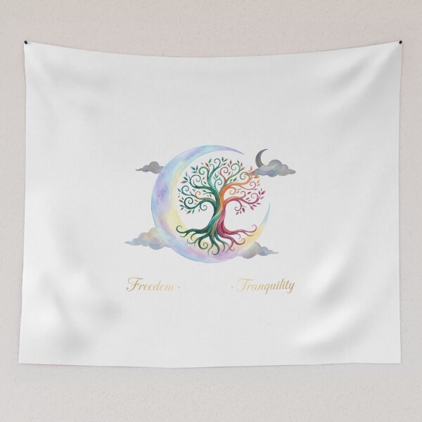Item preview, Freedom Dignity Tranquility Tree Moon Watercolor Ethereal Celestial designed and sold by chattsuede.