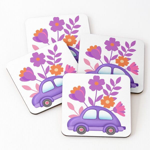 Item preview, Purple Flower Car – Cute Floral Aesthetic Illustration designed and sold by Clauzierra.