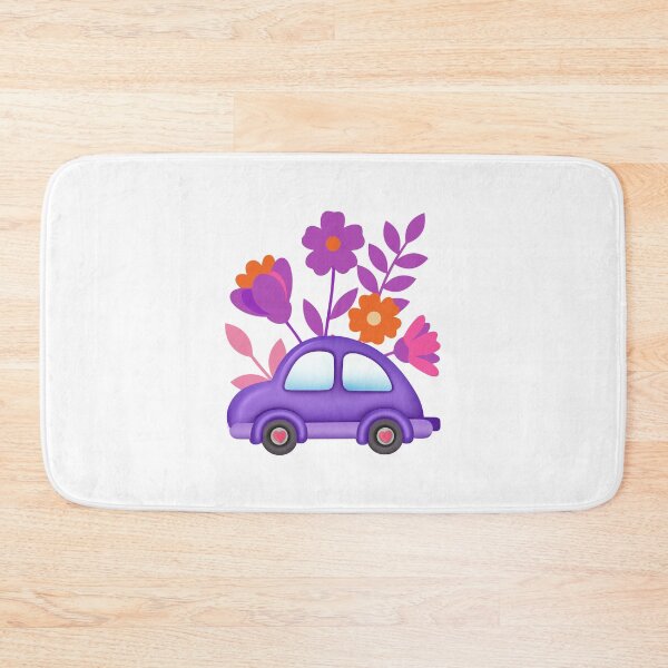 Item preview, Purple Flower Car – Cute Floral Aesthetic Illustration designed and sold by Clauzierra.