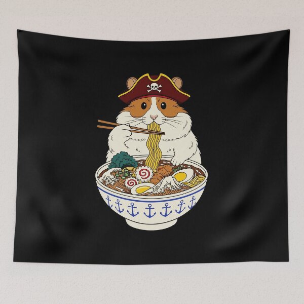 Item preview, Pirate Hamster Ramen Illustration Cute Japanese Food Art designed and sold by JEFDodsonArt.