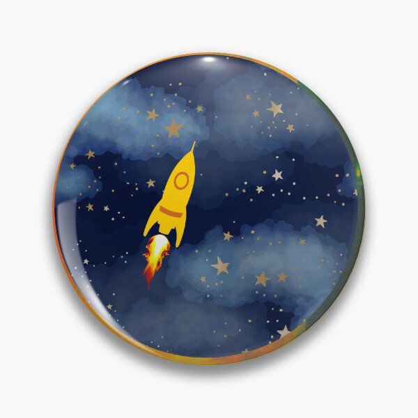 Item preview, Yellow Rocket Ship Starry Space Art designed and sold by 3DDesignSpot.