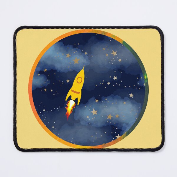 Item preview, Yellow Rocket Ship Starry Space Art designed and sold by 3DDesignSpot.