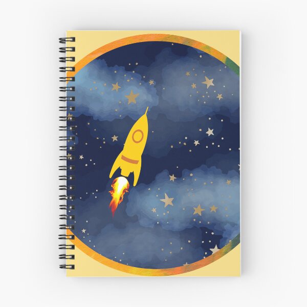 Item preview, Yellow Rocket Ship Starry Space Art designed and sold by 3DDesignSpot.