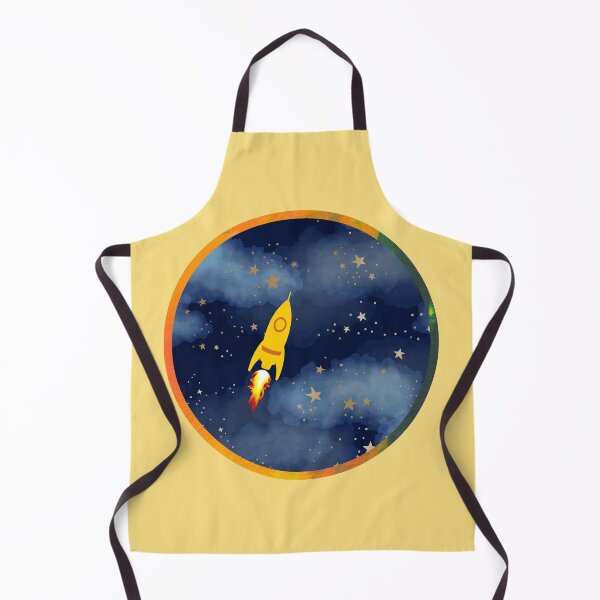 Item preview, Yellow Rocket Ship Starry Space Art designed and sold by 3DDesignSpot.