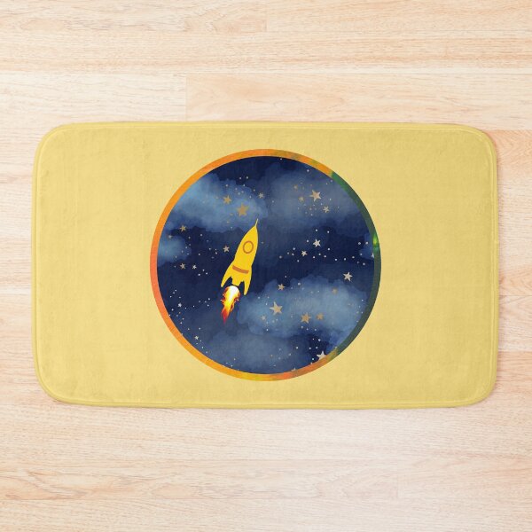 Item preview, Yellow Rocket Ship Starry Space Art designed and sold by 3DDesignSpot.