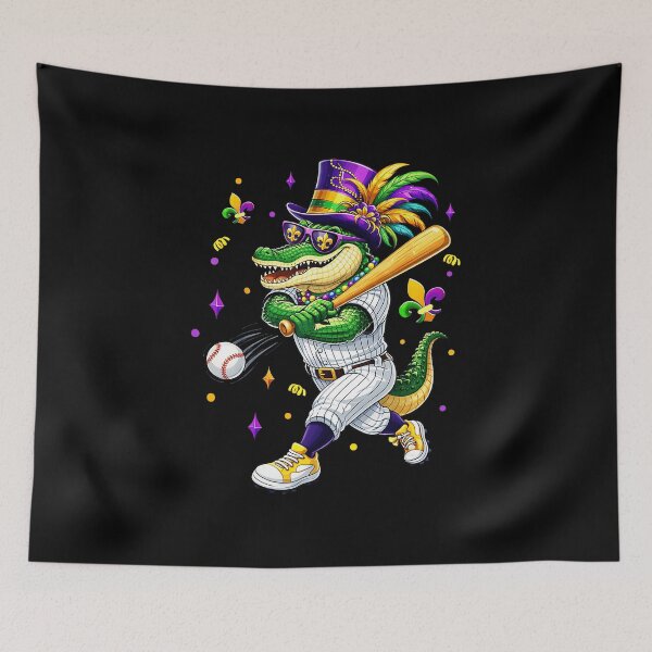 Item preview, Alligator Baseball Player Mardi Gras Carnival designed and sold by miaa-artistshop.
