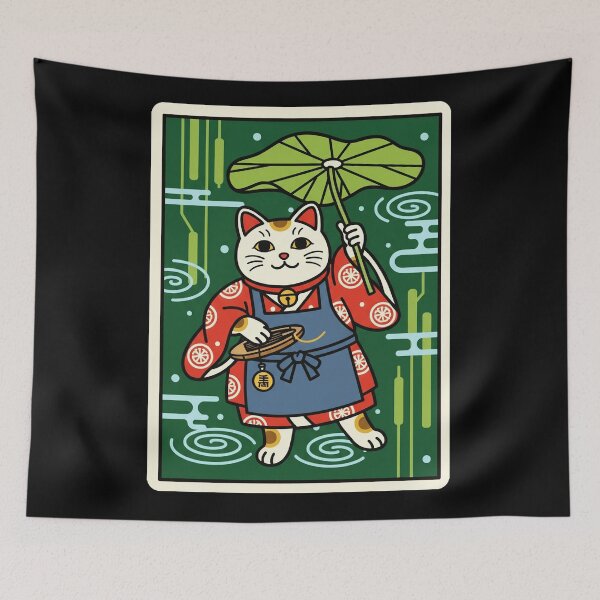 Item preview, Maneki Neko Green Lucky Cat Umbrella Japanese Art designed and sold by JordynLadukeg65.