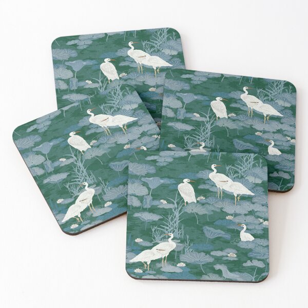 Item preview, Herons Amongst The Lily pads - Blue & Green designed and sold by Sarah Thorpe Designs .