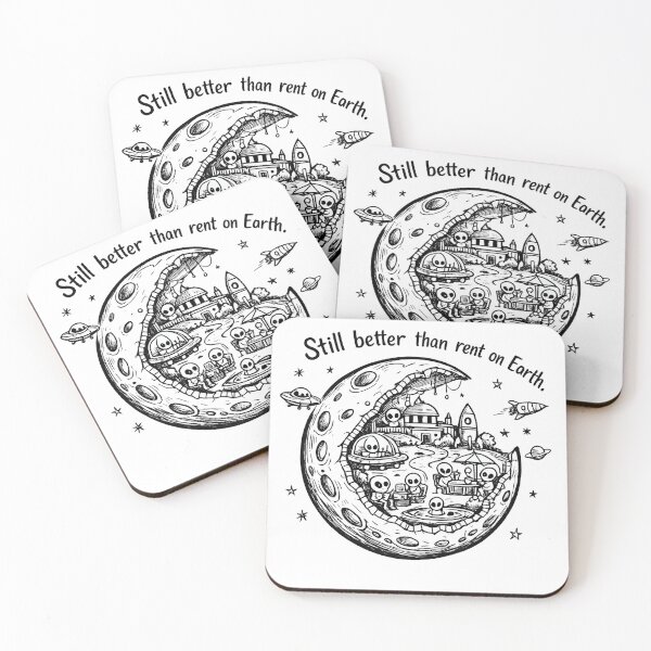 Item preview, Still Better Than Rent on Earth – Alien Moon Doodle designed and sold by StrayaDesign.