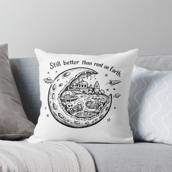 Item preview, Still Better Than Rent on Earth – Alien Moon Doodle designed and sold by StrayaDesign.