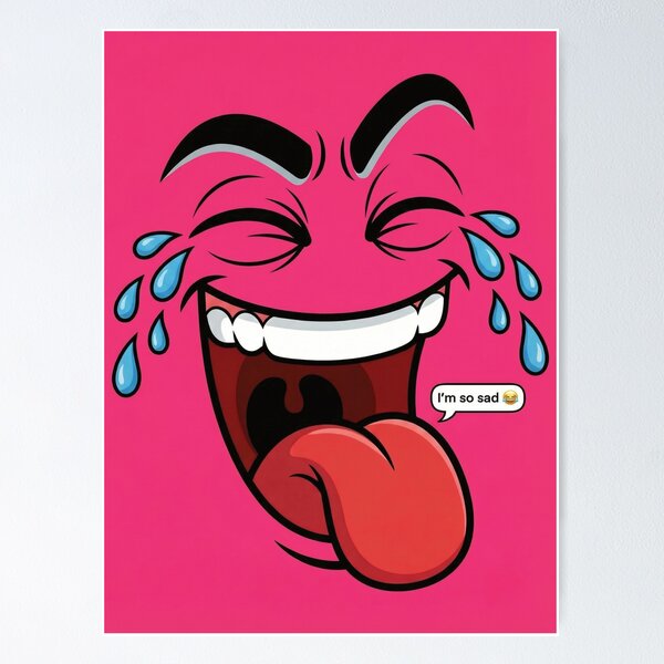 Item preview, Pink Sarcastic Crying Laughing I'm So Sad Face designed and sold by DGtaLrtcom.