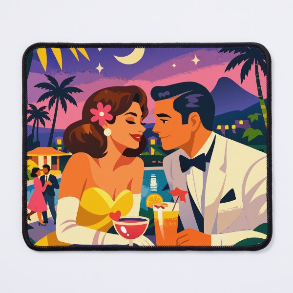 Item preview, Retro Hollywood Valentine Date Night by the Pool – Vintage Romance Art designed and sold by RosieKingArt.