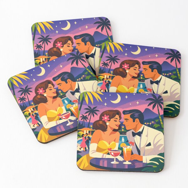 Item preview, Retro Hollywood Valentine Date Night by the Pool – Vintage Romance Art designed and sold by RosieKingArt.