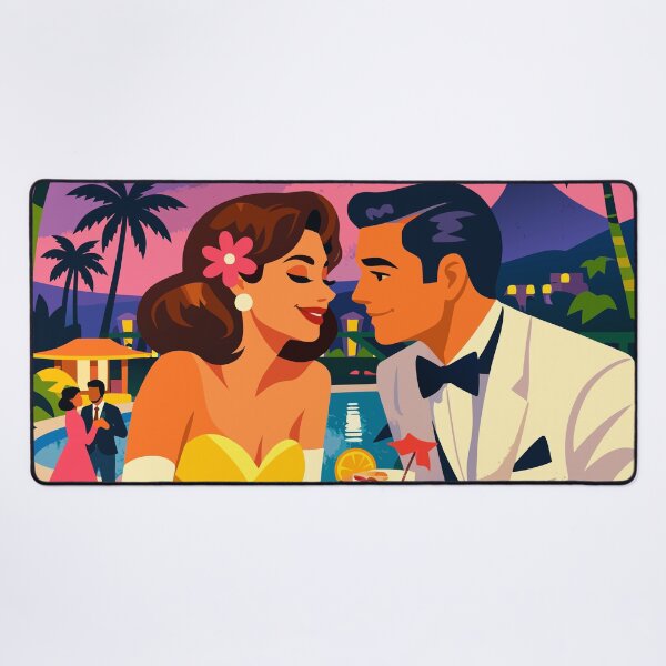 Item preview, Retro Hollywood Valentine Date Night by the Pool – Vintage Romance Art designed and sold by RosieKingArt.