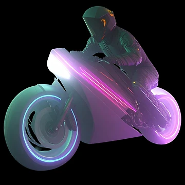 Artwork thumbnail, Futuristic Cyberpunk Motorcycle Rider by NEON ALLEY