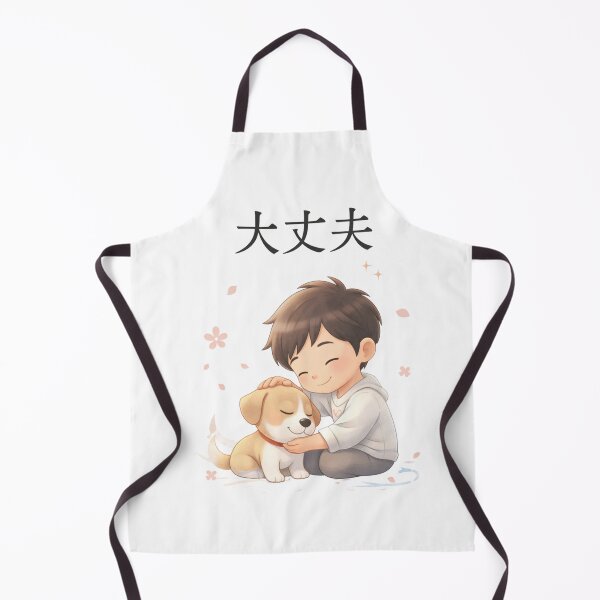 Item preview, 大丈夫 Daijoubu - Kawaii Comfort: Everything will be okay (Cute japanese boy consoling puppy) designed and sold by PIXELCREATIVEJP.