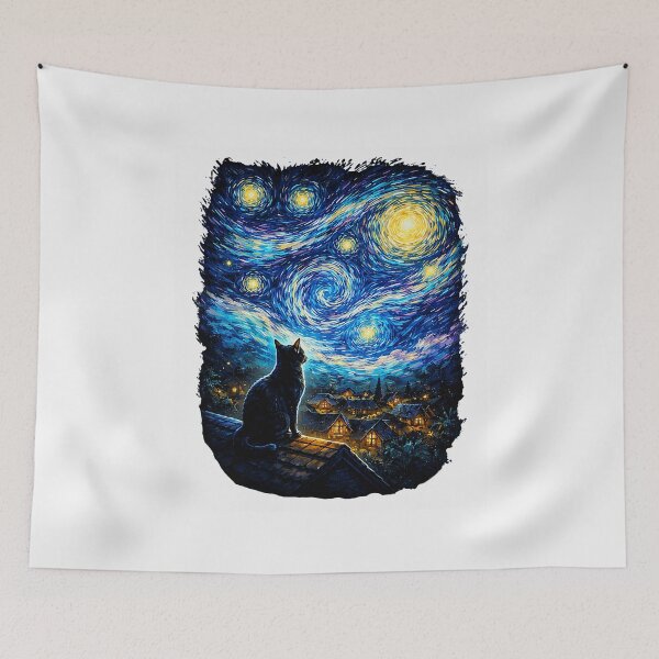 Item preview, Cat Starry Night Van Gogh Cat Cat Lover Cat Mom Cat Dad  designed and sold by FrankIsabel.